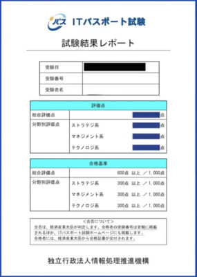 ITパスポート得点確認