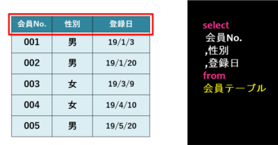 特定カラムの抽出